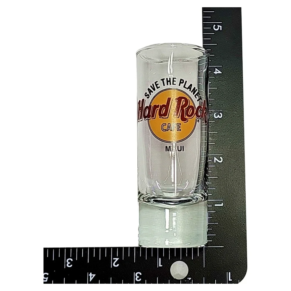 Vintage Hard Rock Cafe Maui Shooter Glass 4.5in Clear Save Planet Barware Retro